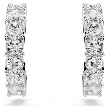 Orecchini a cerchio Mini Hoop, Taglio Round, Bianchi, Placcato rodio - Swarovski, 5717567