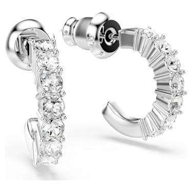 Kolczyki kreole Mini Hoop, Szlif okrągły, Białe, Powłoka z rodu - Swarovski, 5717567