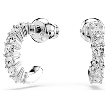 Kolczyki kreole Mini Hoop, Szlif okrągły, Białe, Powłoka z rodu - Swarovski, 5717567