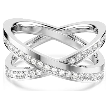 Delta ring, Round cut, White, Rhodium plated - Swarovski, 5717570