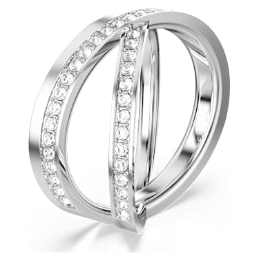 Delta ring, Round cut, White, Rhodium plated - Swarovski, 5717570
