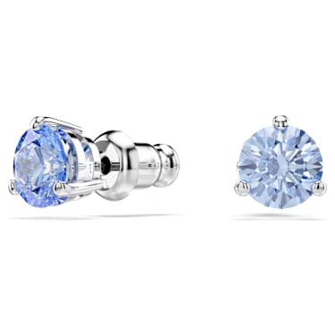 Solitaire stud earrings, Light blue, Rhodium plated - Swarovski, 5717573
