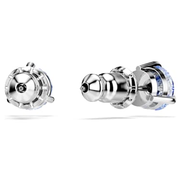 Solitaire stud earrings, Light blue, Rhodium plated - Swarovski, 5717573