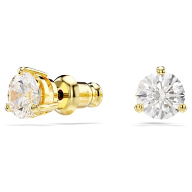 Solitaire Ohrstecker, Rundschliff, Weiß, Goldlegierungsschicht - Swarovski, 5717575