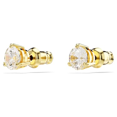 Solitaire Ohrstecker, Rundschliff, Weiß, Goldlegierungsschicht - Swarovski, 5717575
