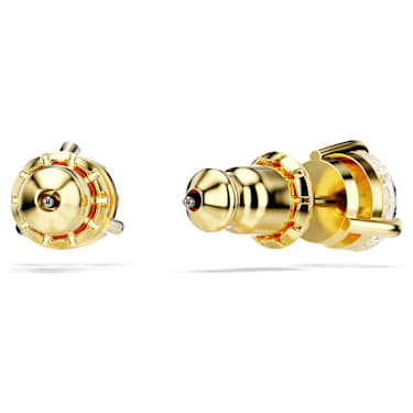 Solitaire ต่างหูเม็ดเดี่ยว, เจียระไนทรงกลม, ขาว, ตกแต่งผิวด้วยทองคำ 18K - Swarovski, 5717575