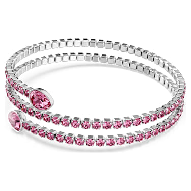 Bracelete Twisty, Combinação de lapidações, Rosa, Lacado a ródio - Swarovski, 5717576