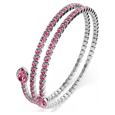 Bracciale rigido Twisty, Taglio misto, Rosa, Placcato rodio - Swarovski, 5717576