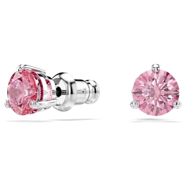 Solitaire Ohrstecker, Rundschliff, Rosa, Rhodiniert - Swarovski, 5717577
