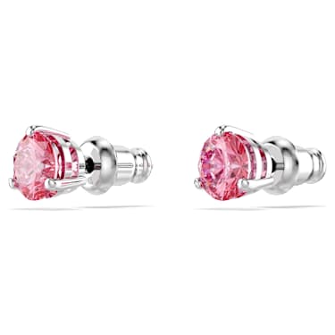 Solitaire Ohrstecker, Rundschliff, Rosa, Rhodiniert - Swarovski, 5717577