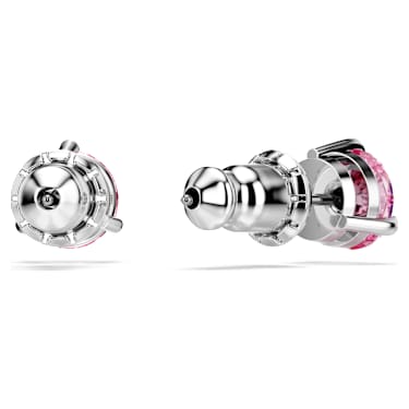 Solitaire Ohrstecker, Rundschliff, Rosa, Rhodiniert - Swarovski, 5717577