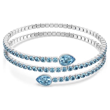 Twisty กำไลแบบ Cuff, ผสมผสานเหลี่ยมเจียระไนหลายหลายรูปแบบ, น้ำเงิน, เคลือบโรเดียม - Swarovski, 5717578
