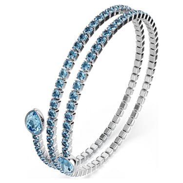 Twisty กำไลแบบ Cuff, ผสมผสานเหลี่ยมเจียระไนหลายหลายรูปแบบ, น้ำเงิน, เคลือบโรเดียม - Swarovski, 5717578