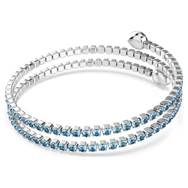 Twisty กำไลแบบ Cuff, ผสมผสานเหลี่ยมเจียระไนหลายหลายรูปแบบ, น้ำเงิน, เคลือบโรเดียม - Swarovski, 5717578