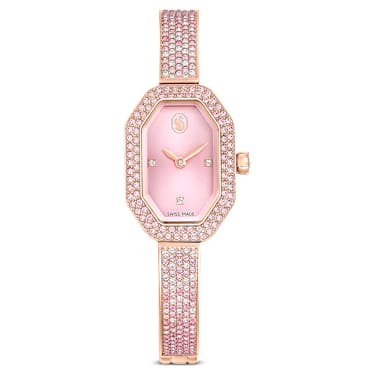 Dextera bangle watch, Swiss Made, Pink, Rose gold-tone plated - Swarovski, 5717588
