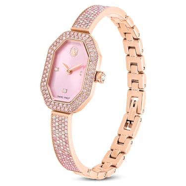 Dextera bangle watch, Swiss Made, Pink, Rose gold-tone plated - Swarovski, 5717588