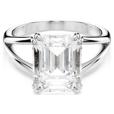 Stilla 戒指, 八角形切割, 白色, 銀色調潤飾 - Swarovski, 5717878