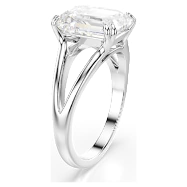 Stilla 戒指, 八角形切割, 白色, 銀色調潤飾 - Swarovski, 5717878