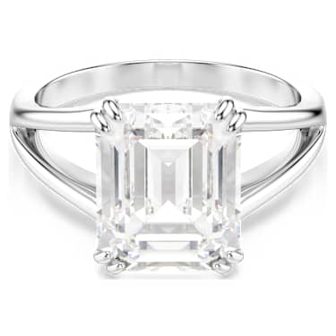 Prsten Stilla, Osmihranný výbrus, Bílá, Povrchová úprava ve stříbrném odstínu - Swarovski, 5717879