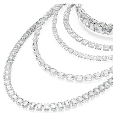 Millenia Halskette im Lagenlook, Verschiedene Schliffe, Weiß, Rhodiniert - Swarovski, 5717913
