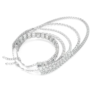 Millenia Halskette im Lagenlook, Verschiedene Schliffe, Weiß, Rhodiniert - Swarovski, 5717913
