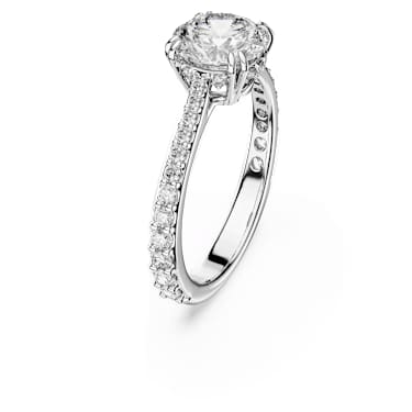 Stilla cocktail ring, Round cut, Pavé, White, Silver-tone finish
