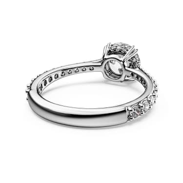 『Maison RING SV』 Stilla cocktail ring, Round cut, Pavé, White, Silver-tone finish