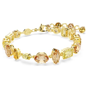 Gema bracelet, Mixed cuts, Yellow, 18K gold finish - Swarovski, 5718072