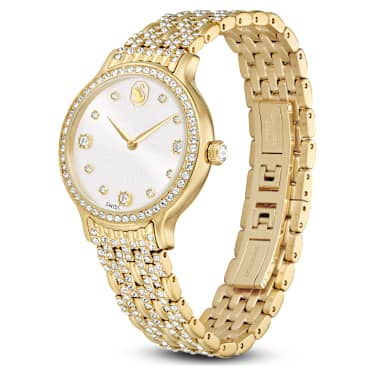 Imber watch, Swiss Made, Metal bracelet, Gold tone, Gold-tone finish - Swarovski, 5718169