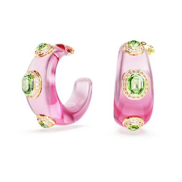 Dulcis halka küpeler, Karışık kesimler, Çok renkli, 18k altın rengi yüzey - Swarovski, 5719112