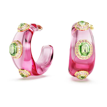 Dulcis halka küpeler, Karışık kesimler, Çok renkli, 18k altın rengi yüzey - Swarovski, 5719112