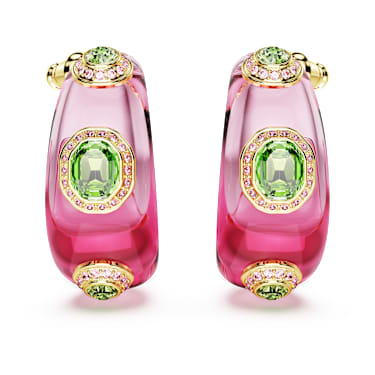 Dulcis 후프 이어링, 믹스 컷, 멀티컬러, 골드 톤 플래팅 - Swarovski, 5719112