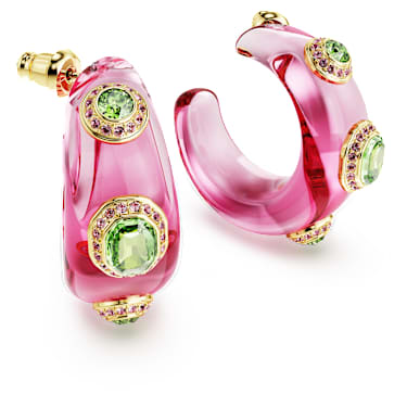 Dulcis 후프 이어링, 믹스 컷, 멀티컬러, 골드 톤 플래팅 - Swarovski, 5719112
