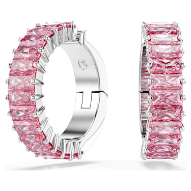 Matrix ear cuffs, Baguette cut, Pink, Rhodium plated - Swarovski, 5719140