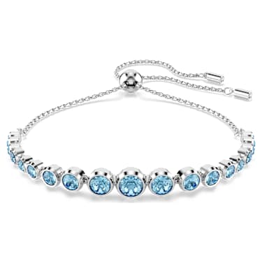 Pulseira Imber, Lapidações redondas mistas, Azul, Lacado a ródio - Swarovski, 5719282