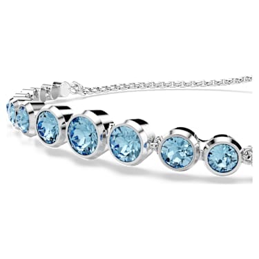 Imber Tennis bracelet, Mixed round cuts, Blue, Rhodium plated - Swarovski, 5719282