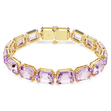 Bracelet Tennis Millenia, Taille octogonale, Violet, Placage de ton or - Swarovski, 5720487