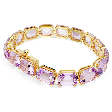 Bracelet Tennis Millenia, Taille octogonale, Violet, Placage de ton or - Swarovski, 5720487