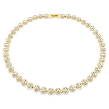 Una Angelic Tennisketting, Ronde slijpvorm, Wit, Goudkleurige toplaag - Swarovski, 5720505