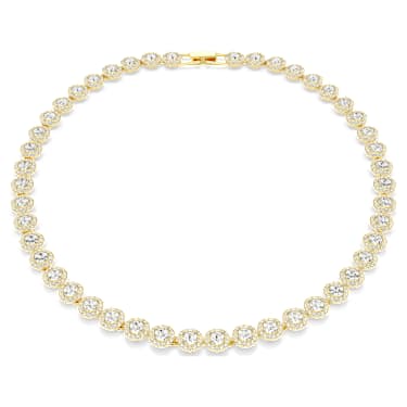 Una Angelic Tennisketting, Ronde slijpvorm, Wit, Goudkleurige toplaag - Swarovski, 5720505