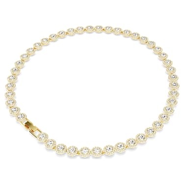Una Angelic Tennisketting, Ronde slijpvorm, Wit, Goudkleurige toplaag - Swarovski, 5720505