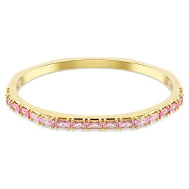 Matrix 手镯, 长方形切割, 八边形, 粉红色, 金色饰面 - Swarovski, 5720624