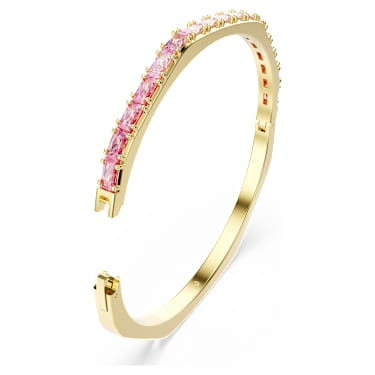 Matrix 手镯, 长方形切割, 八边形, 粉红色, 金色饰面 - Swarovski, 5720624
