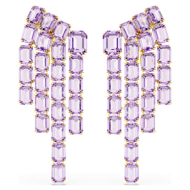 Millenia ต่างหูหนีบ, เหลี่ยมเจียระไน Octagon, ม่วงอมแดง, ตกแต่งผิวด้วยทองคำ 18K - Swarovski, 5720837