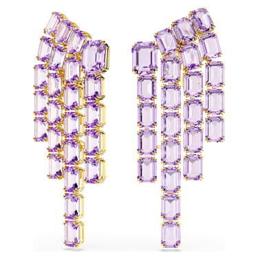 Millenia clip oorbellen, Octagon-slijpvorm, Kroonluchter, Paars, ‎18k gouden afwerking - Swarovski, 5720837