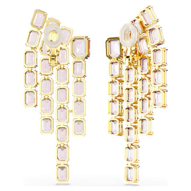 Millenia clip earrings, Octagon cut, Chandelier, Purple, Gold-tone plated - Swarovski, 5720837