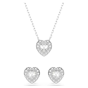 Ariana Grande x Swarovski 세트, 믹스 컷, 하트, 화이트, 로듐 플래팅 - Swarovski, 5720849