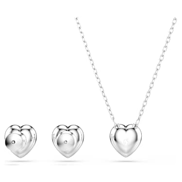 Ariana Grande x Swarovski 세트, 믹스 컷, 하트, 화이트, 로듐 플래팅 - Swarovski, 5720849