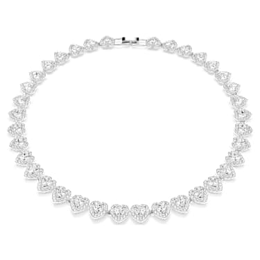 Ariana Grande x Swarovski Tennis 네크리스, 믹스 컷, 하트, 화이트, 로듐 플래팅 - Swarovski, 5720857