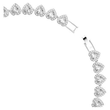 Ariana Grande x Swarovski Tennis 項鏈, 混合式切割, 心形, 白色, 鍍白金色 - Swarovski, 5720857